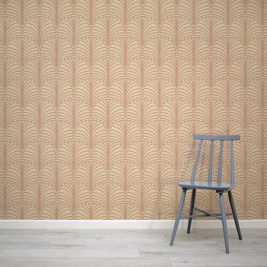 Anais patterned wallpaper with a chair against a neutral background