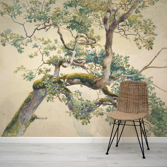 Alder - Tree Branch Watercolour Art Wallpaper Mural