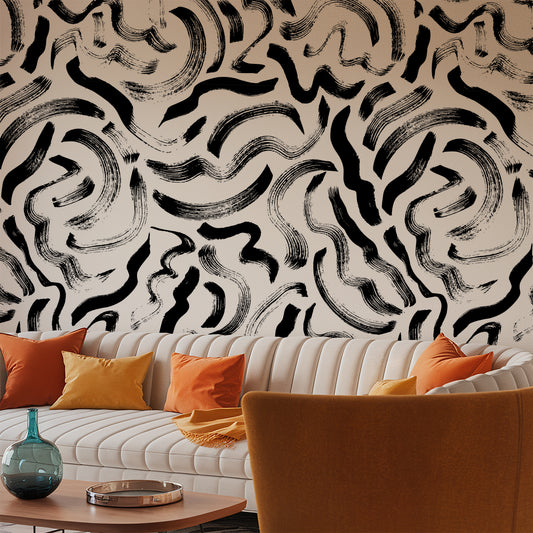 Dianda in a modern living room with orange cushions