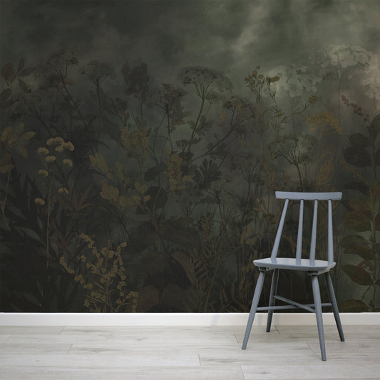 Feronia Wallpaper and Grey Chair