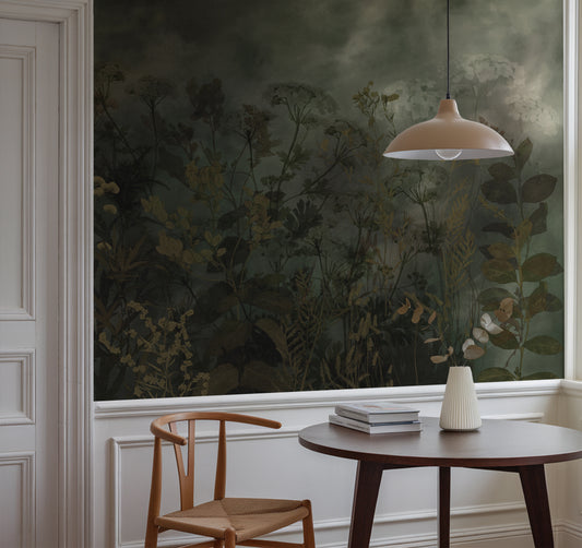 Feronia Wallpaper in a contemporary dining room.
