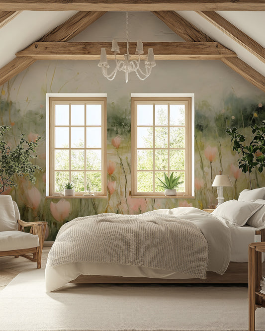 Maria Wallpaper in a Farmhouse Style Bedroom