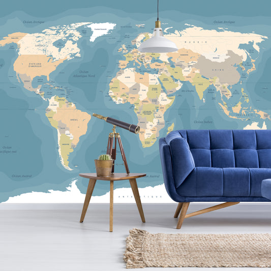 Mappemonde Papier Peints Panoramique en Salon
