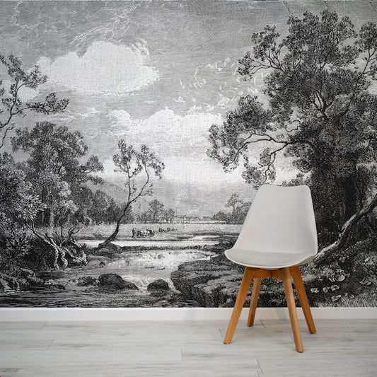 Tanetrict Wallpaper In Room With Grey Chair