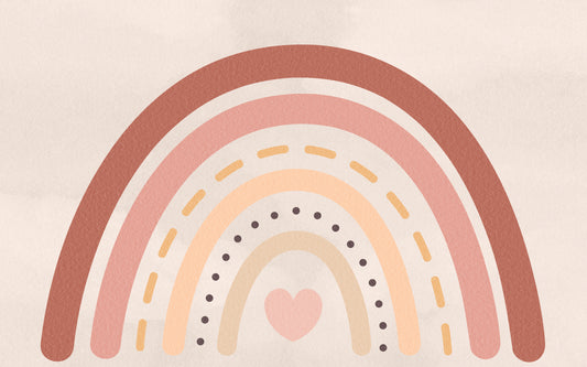 Boho Rainbow - Warm Neutral Rainbow on Watercolour Wallpaper Mural