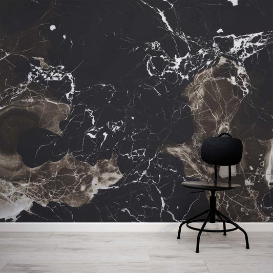 Elklesort black white & marble wall mural wallpaper by WallpaperMural.com