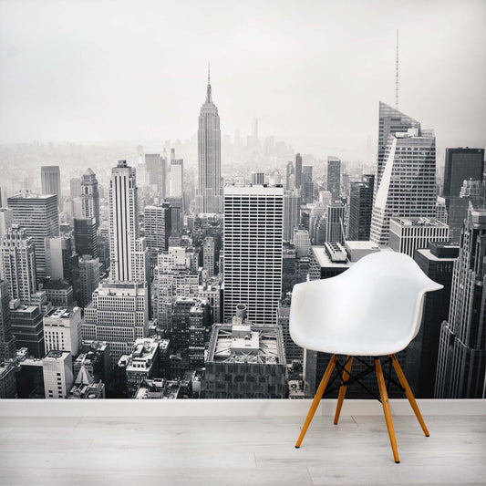 NYC-New-York-Monochrome-Cityscape-Wallpaper-Mural by WallpaperMural.com