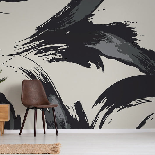 Gergo wallpaper mural with a brown office chair | WallpaperMural.com