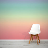 Glinda Pastel Rainbow Gradient Wallpaper Mural with White Chair