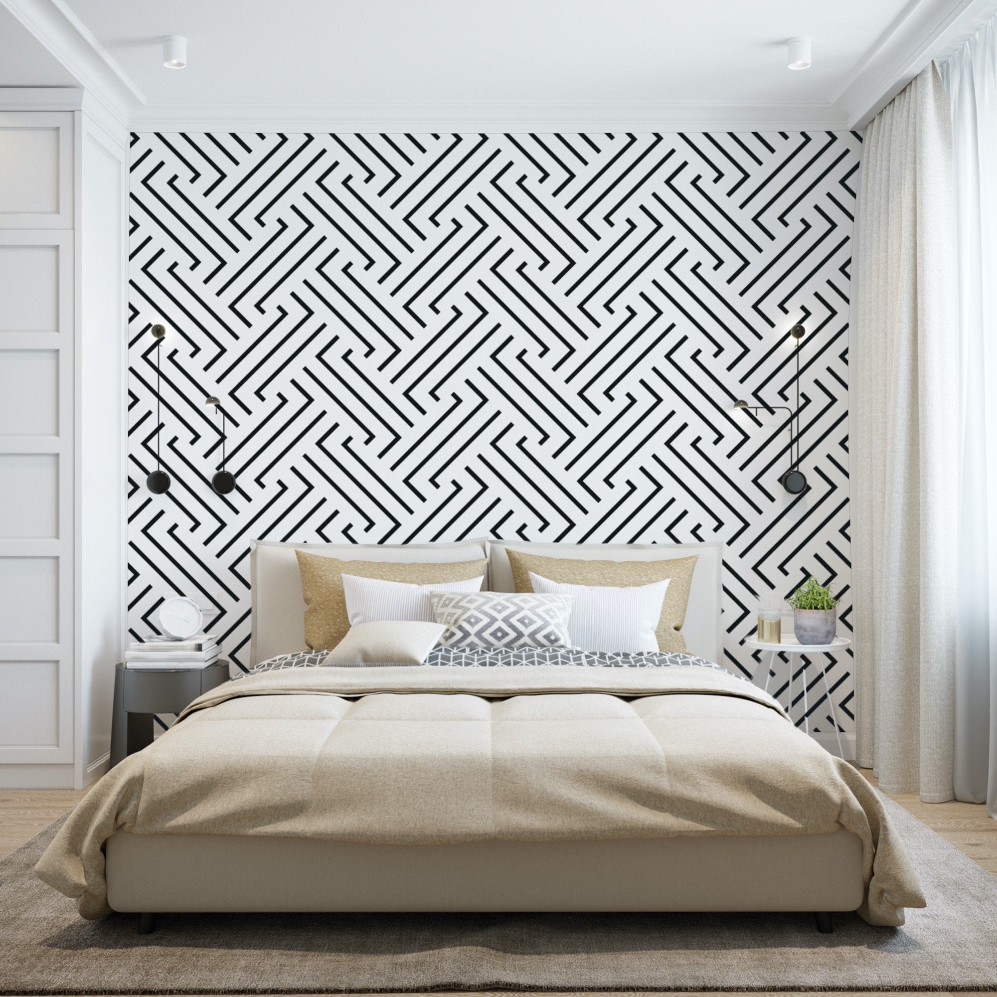 Black & White Art-Deco Wallpaper Mural | WallpaperMural.com