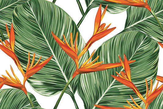 Kala - Groene tropische aquarel illustratie behang muurschildering