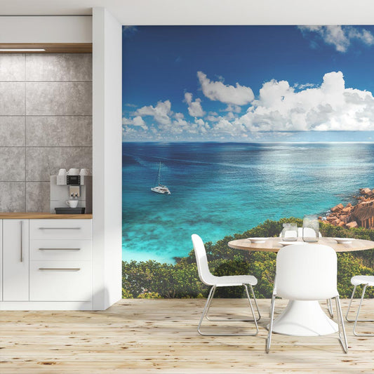Louro - Green Bay with Beach & Yachts Wallpaper Mural