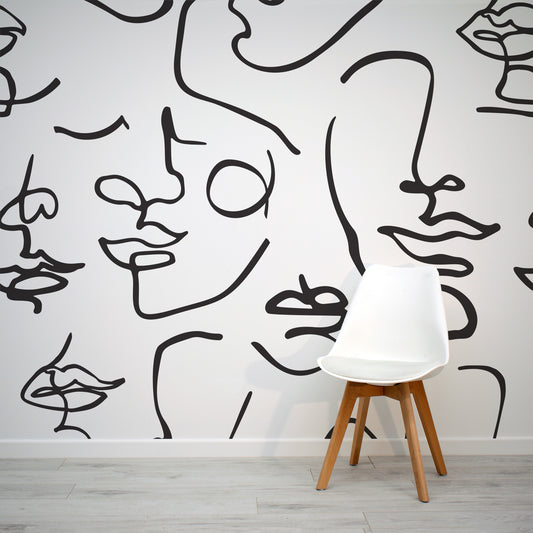 Monet - Abstract Face Monochrome Art Wallpaper Mural