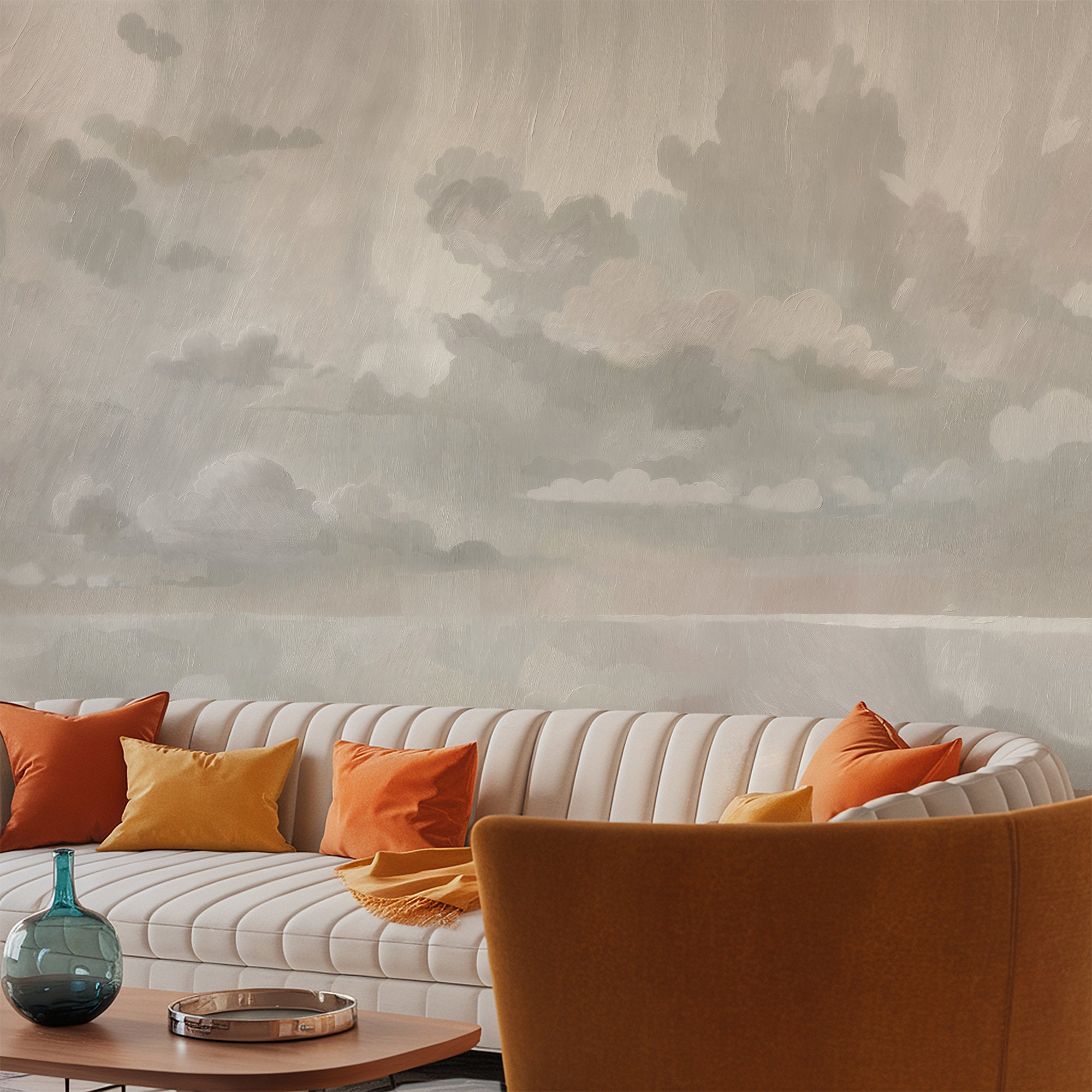 Wall Mural - Soft Painted Cloudscape - Traditional Wallpaper (Paste-the-wall) - Made to Measure