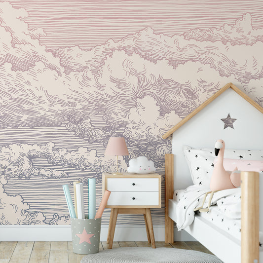 Abut Dreamy Wallpaper In Girls Bedroom With Star Bed & Toy Flamingos