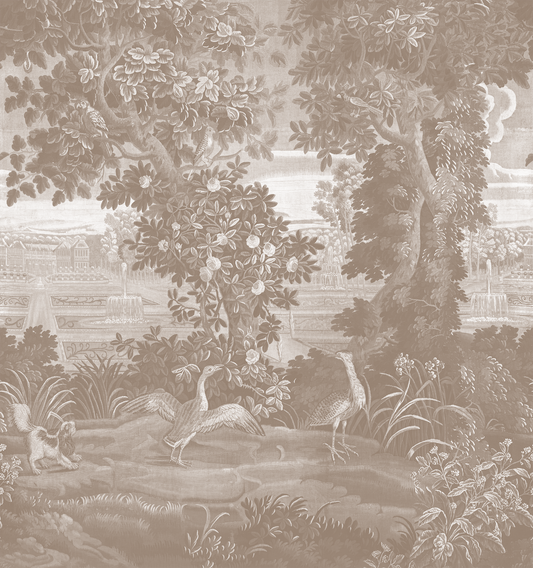 Agnes - Sable Brown Vintage Jungle Tapestry Mural Wallpaper Mural