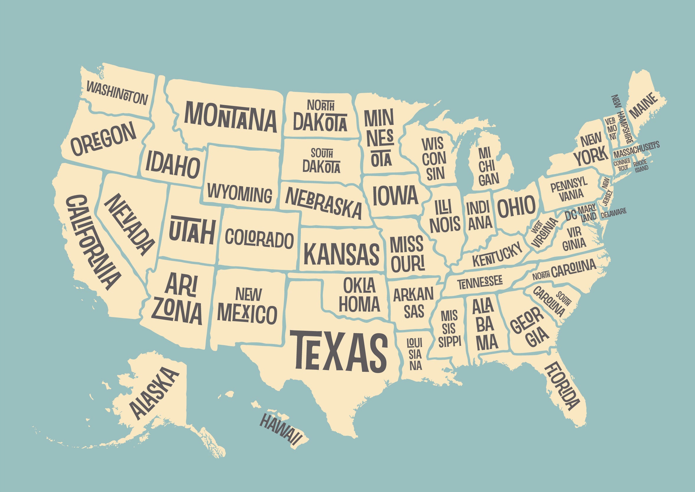Efrinter - Mural de papel pintado con un mapa vintage de los Estados Unidos
