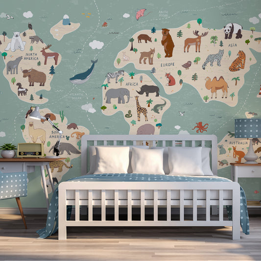 Animal Kingdom Atlas Opel Green In Bedroom With Baby Blue Polka Dots