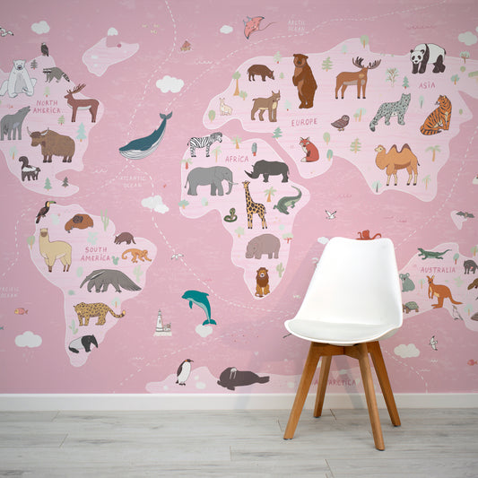 Animal Kingdom Atlas Pink In Room With White Chair