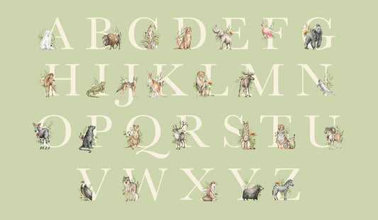 Animal_Alphabet_Green_Wallpaper_Mural_Artwork