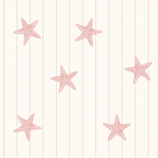 Ariel - Pinstripe Starfish Wallpaper Mural