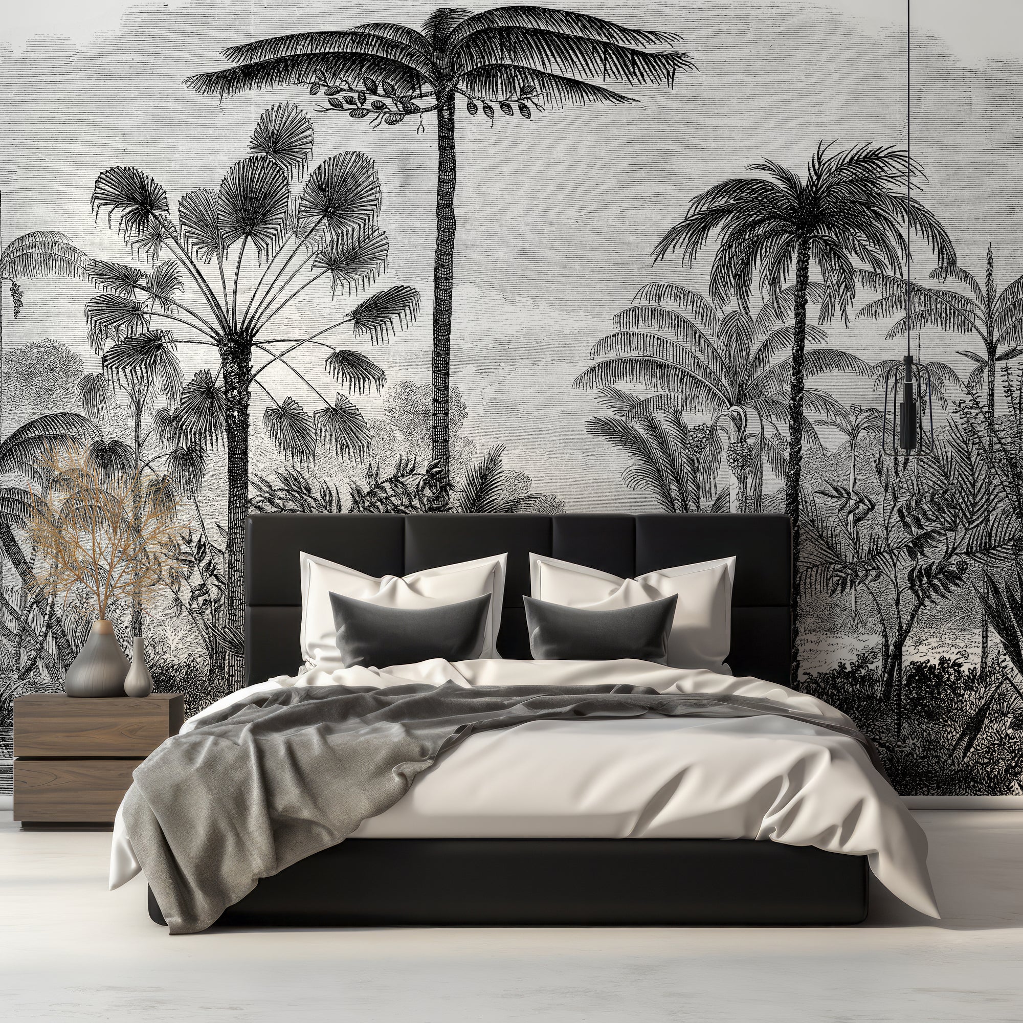 Wall Mural - Vintage Tropical Etching - Traditional Wallpaper (Paste-the-wall) - Made to Measure