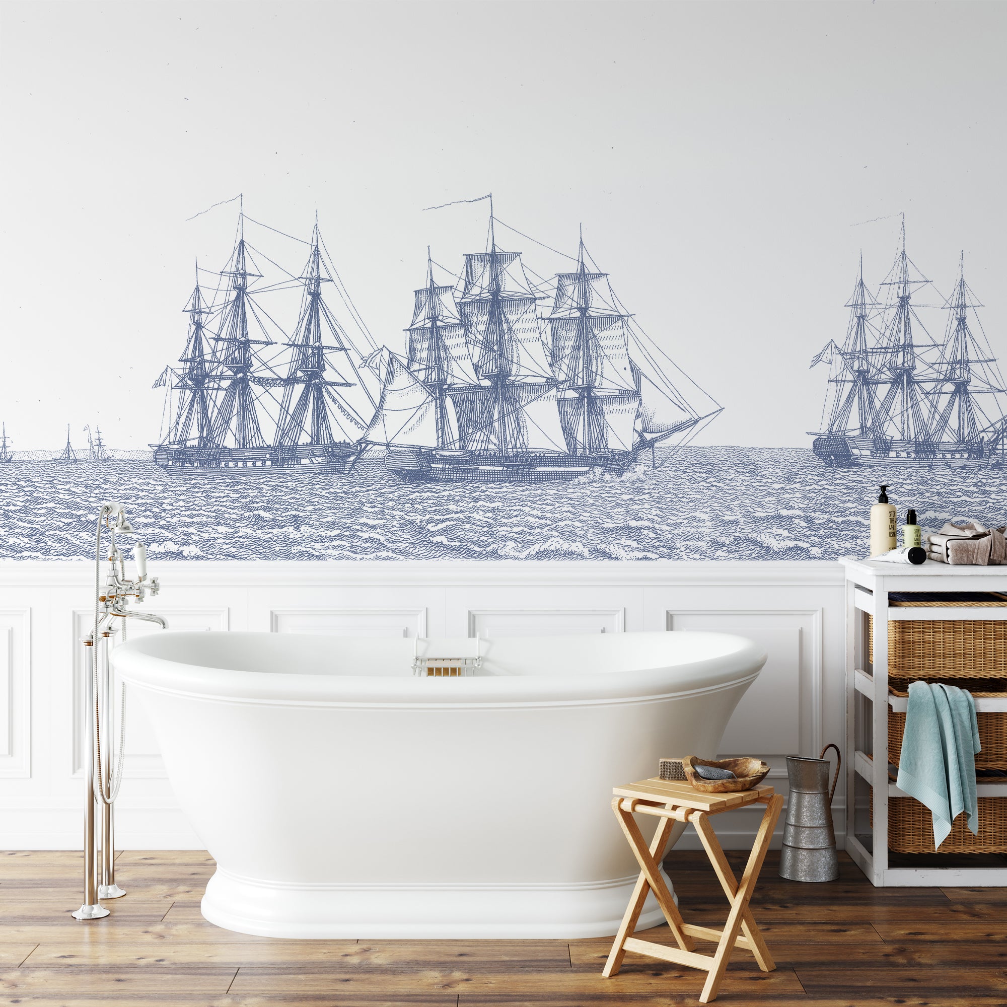 Wall Mural - Nautical Sailing Ship - Traditional Wallpaper (Paste-the-wall) - Made to Measure