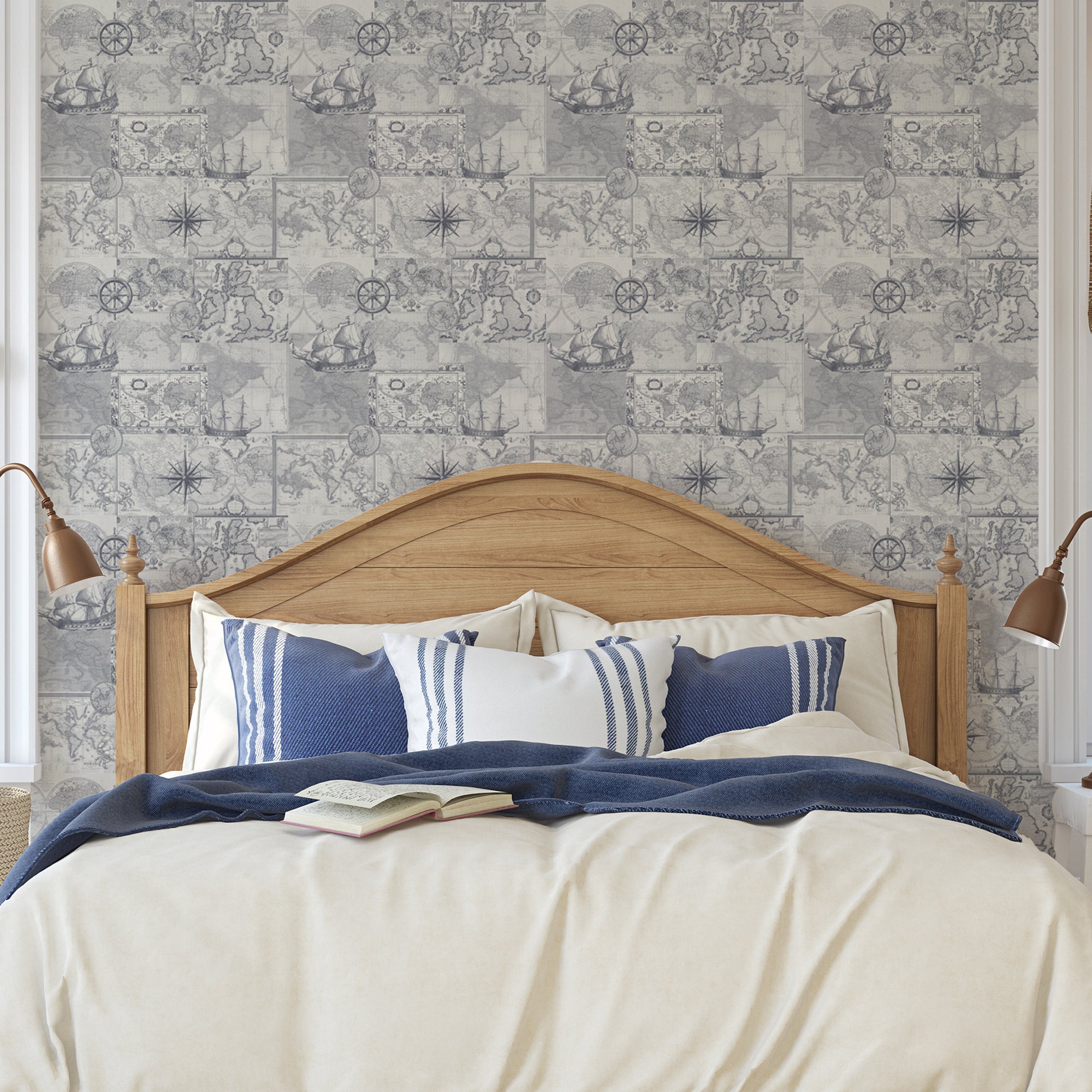 Wall Mural - Vintage Etched Maps Wallpaper - Removable Wallpaper (Peel & Stick) - Made to Measure