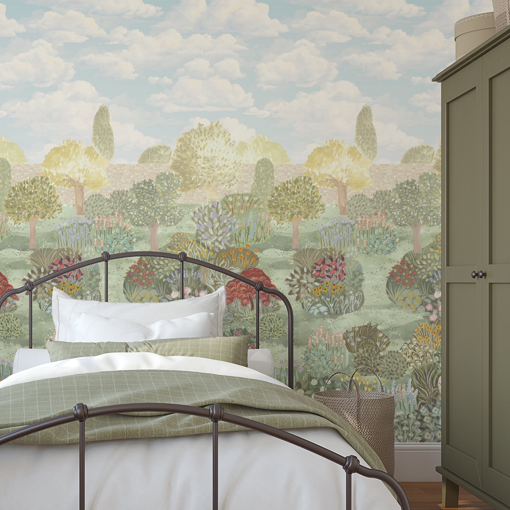 Wall Mural - Bright Floral Garden - Traditional Wallpaper (Paste-the-wall) - Made to Measure