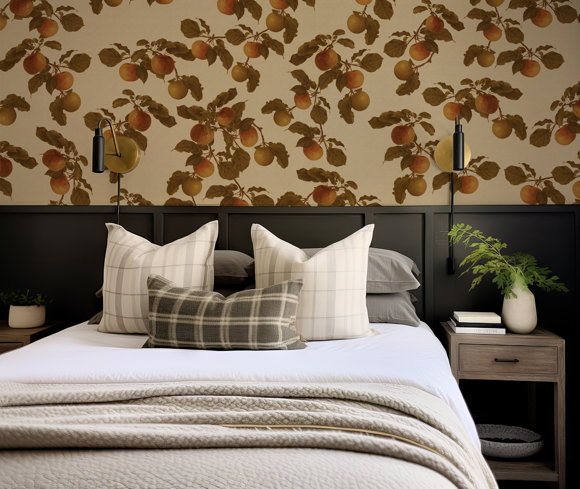 Wall Mural - Vintage Apple Tree Branch Painting Pattern - Removable Wallpaper (Peel & Stick) - Made to Measure