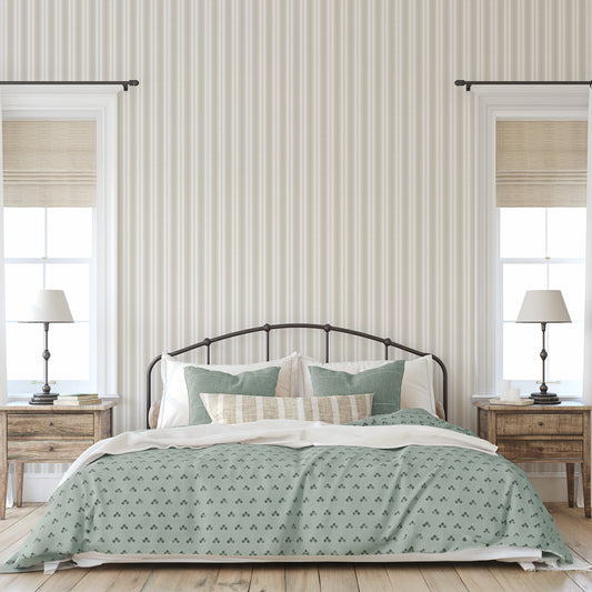 Fisher - New England Green Stripe Wallpaper
