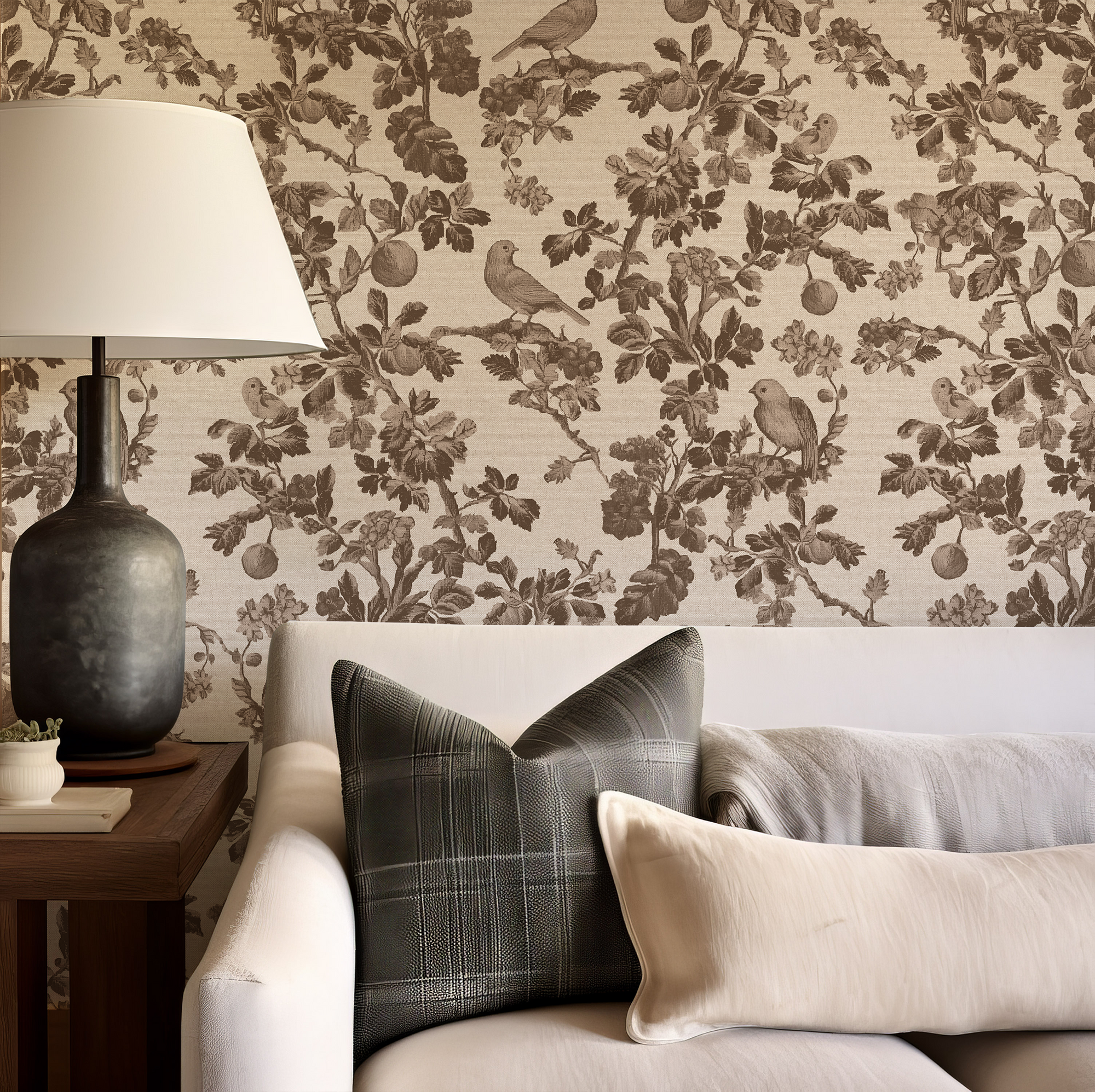 Wall Mural - Traditional Nature-Inspired Bird Tapestry Pattern - Traditional Wallpaper (Paste-the-wall) - Made to Measure