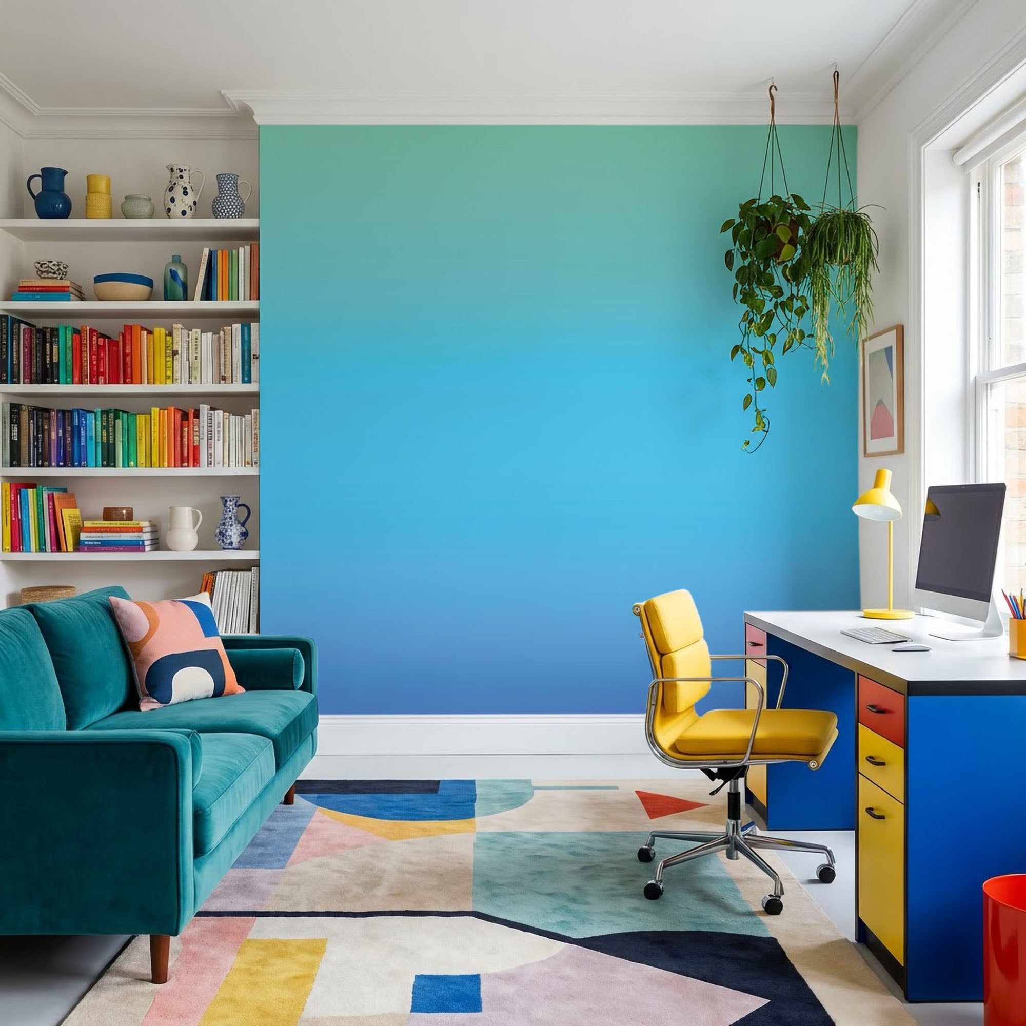 Wall Mural - Green and Blue Ombre - Removable Wallpaper (Peel & Stick) - Made to Measure
