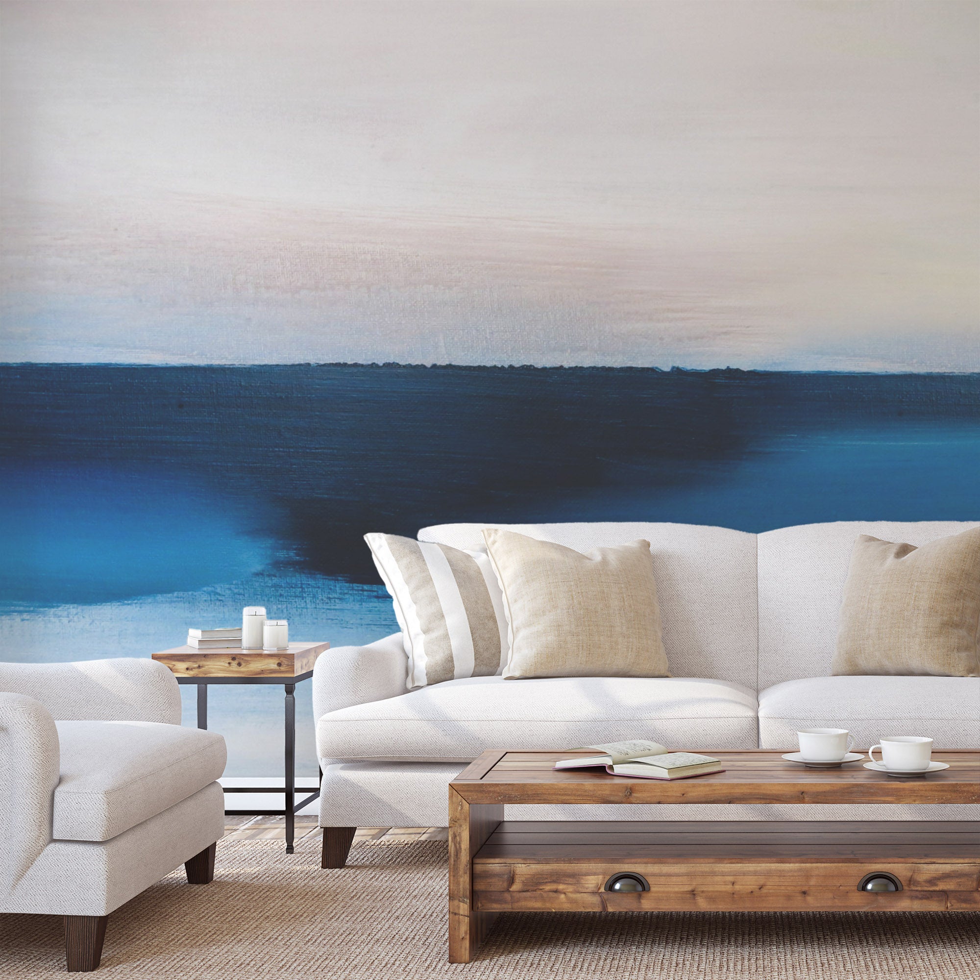 Wall Mural - Blue Oil Painting Textured - Removable Wallpaper (Peel & Stick) - Made to Measure