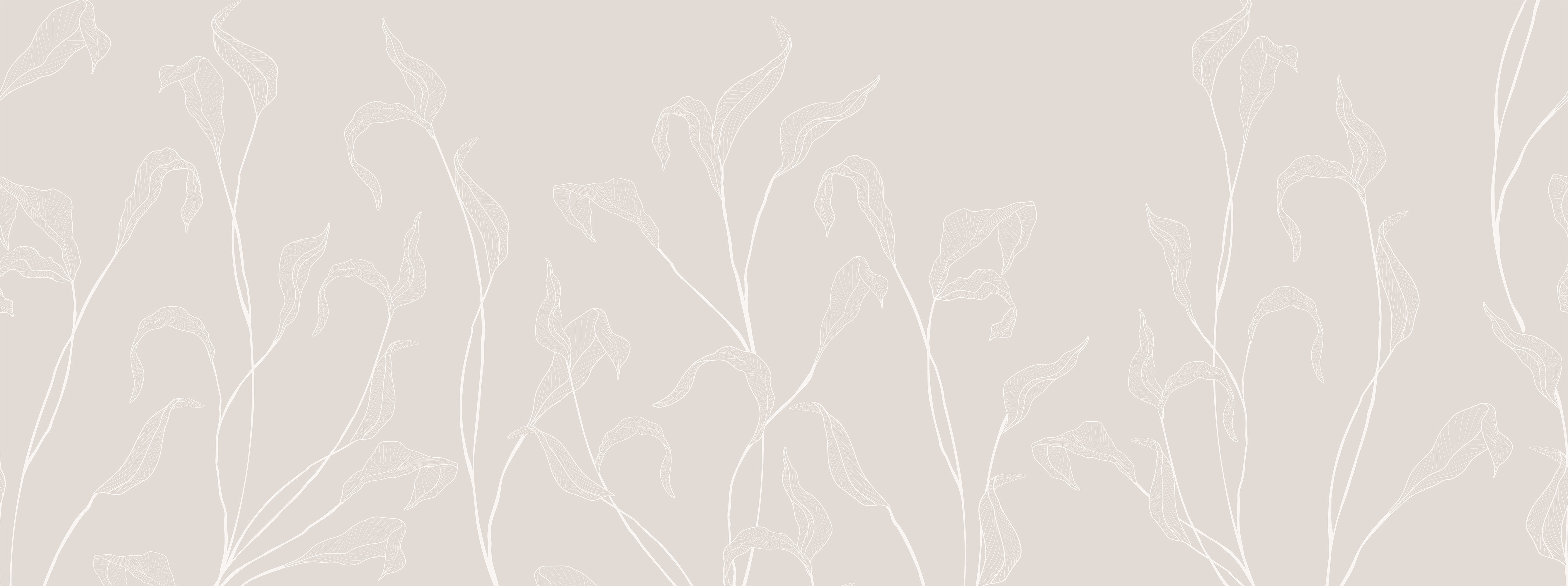 Carina Neutral Scandi Leaf Lineart Full Artwork