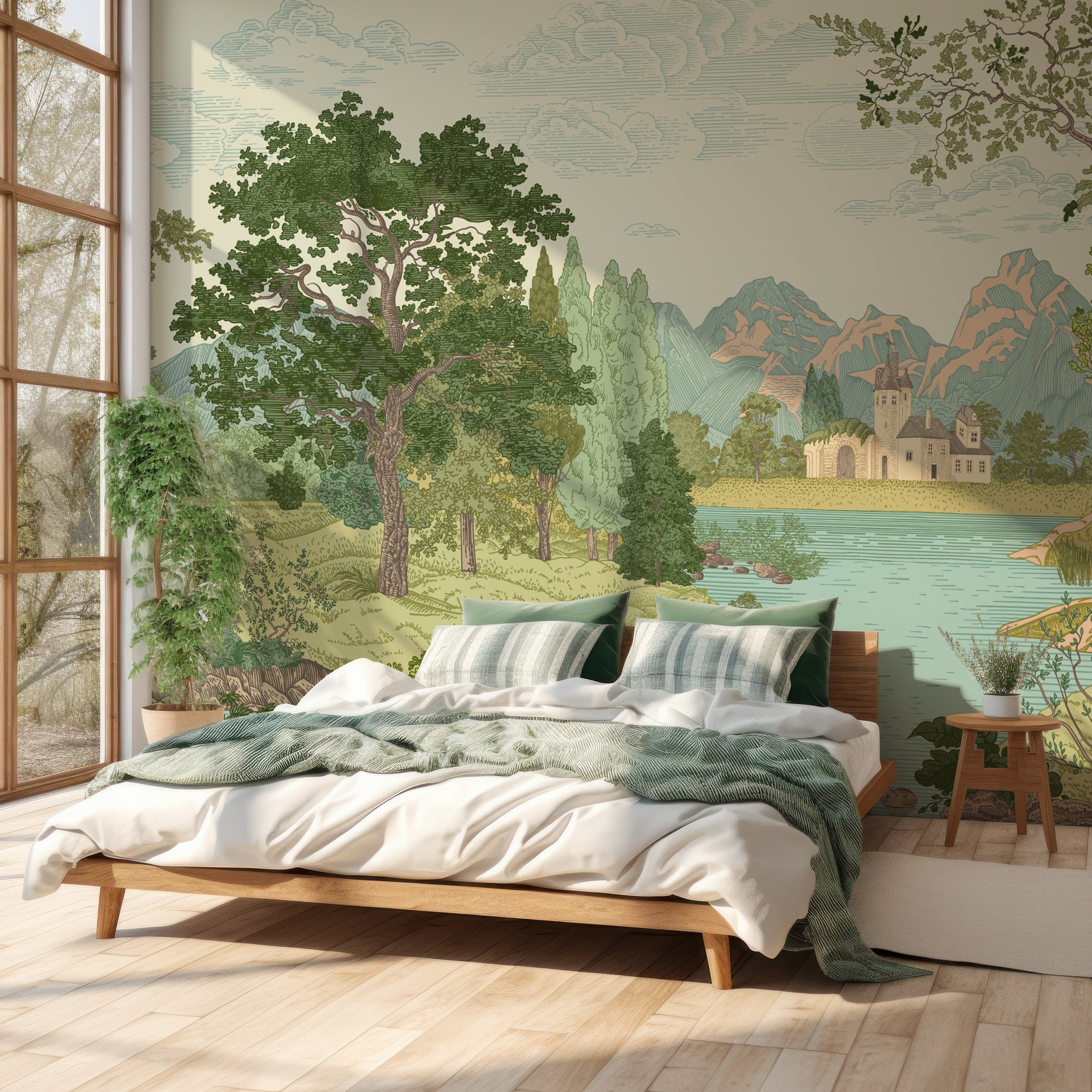 Wall Mural - Castle By The Lake - Traditional Wallpaper (Paste-the-wall) - Made to Measure