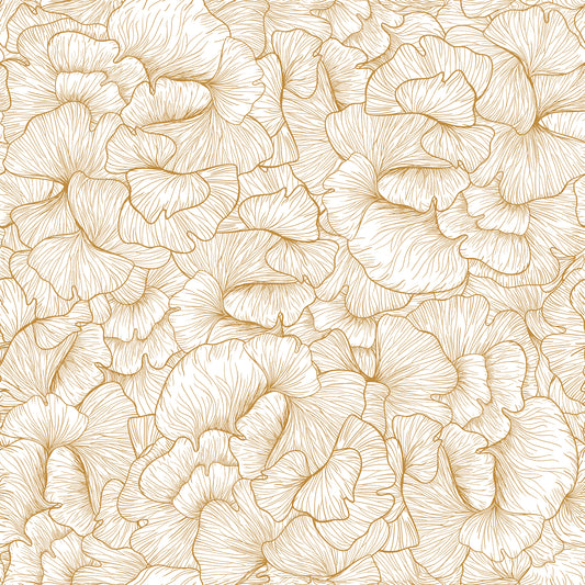 Chanterelle Gold Wallpaper Pattern of gold flowers on a cream background