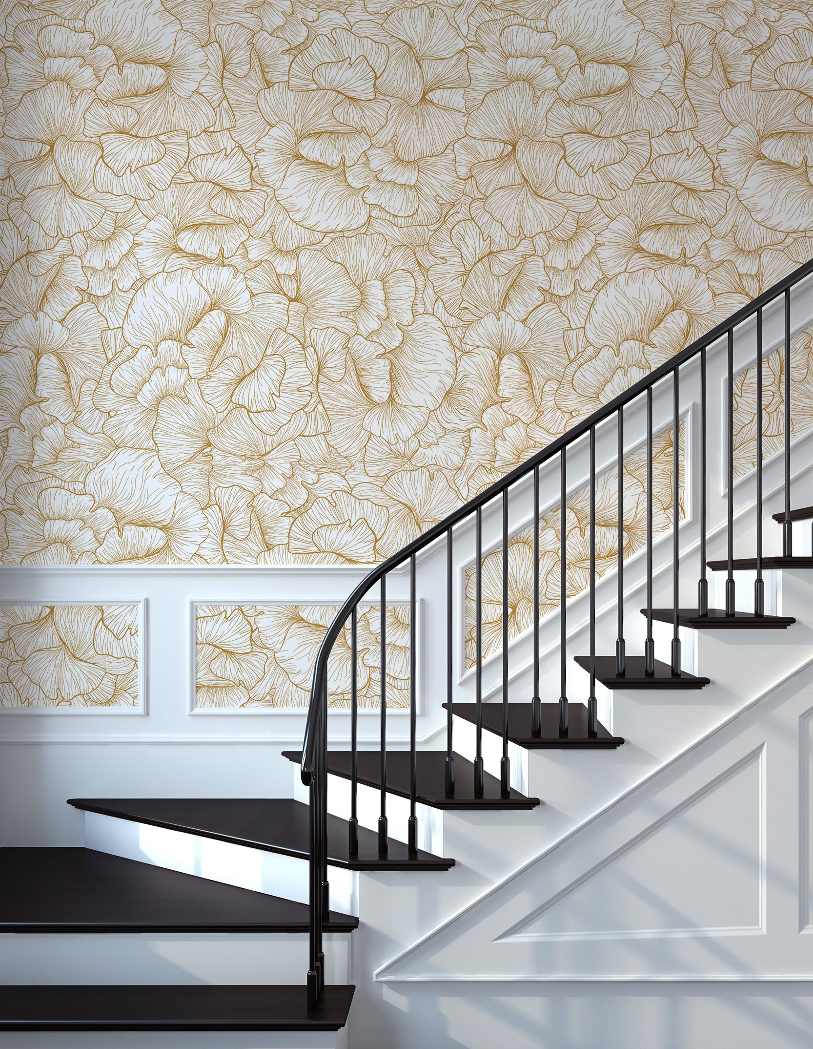 Wall Mural - Detailed Floral Pattern - Traditional Wallpaper (Paste-the-wall) - Made to Measure