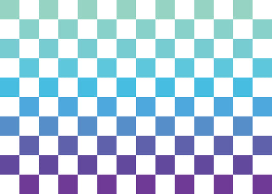 Checkmate Aqua Blue and Green Checkerboard design Full Artwork