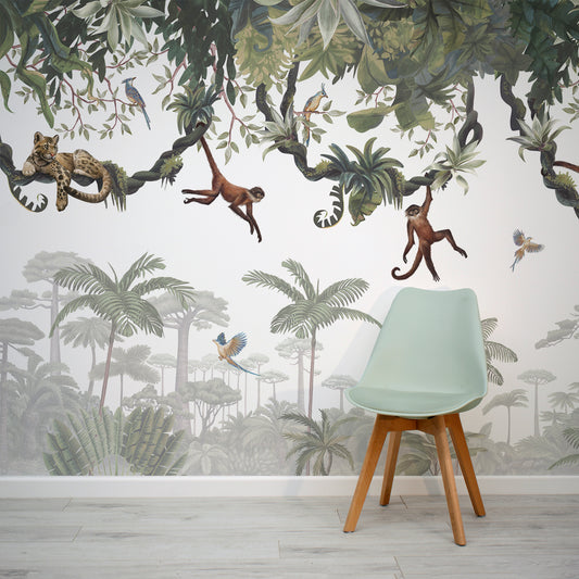 Cheeky Monkey Wallpaper In Room With Green Chair