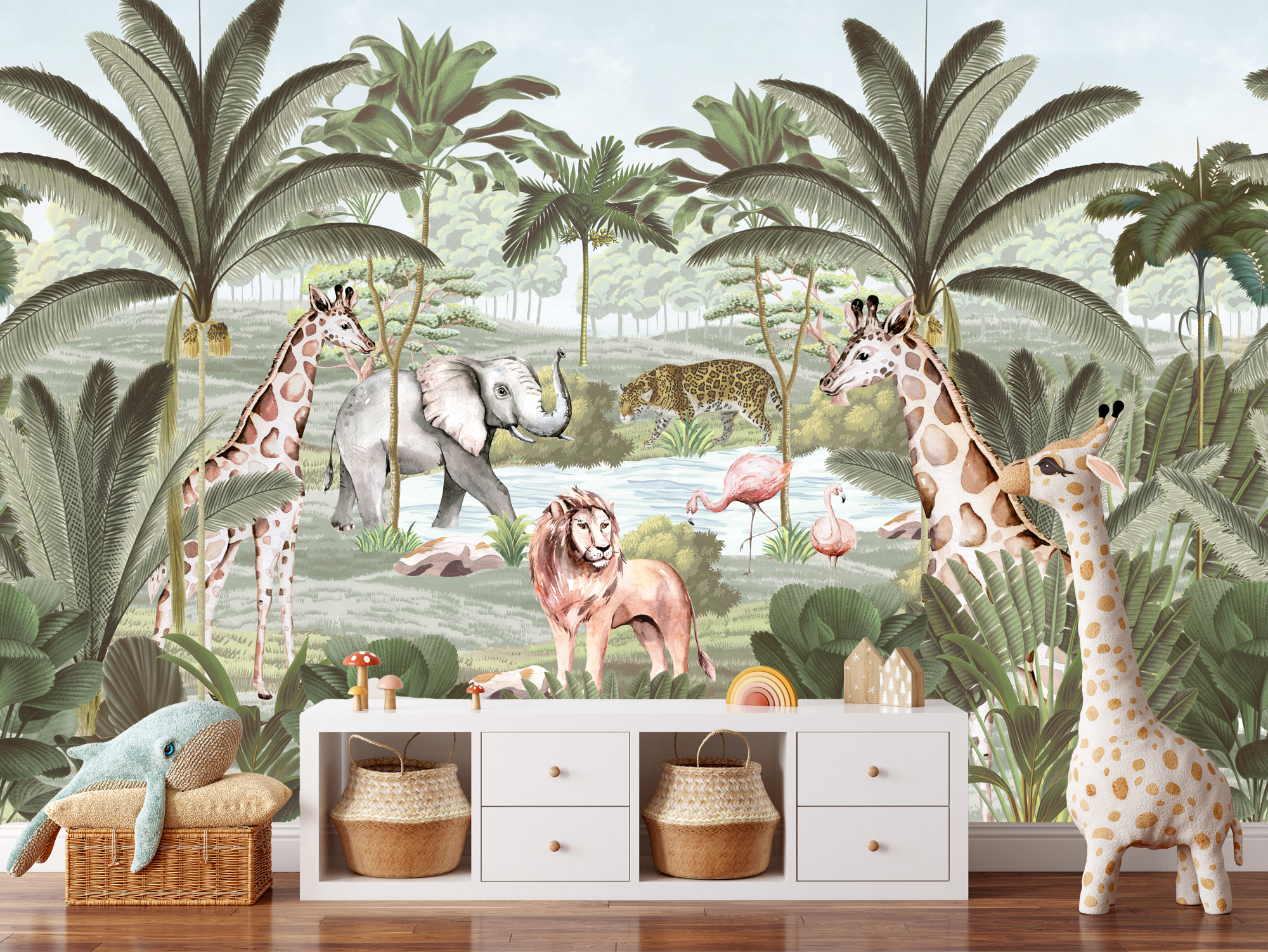 Wall Mural - Children's Jungle - Traditional Wallpaper (Paste-the-Wall) - Made to Measure