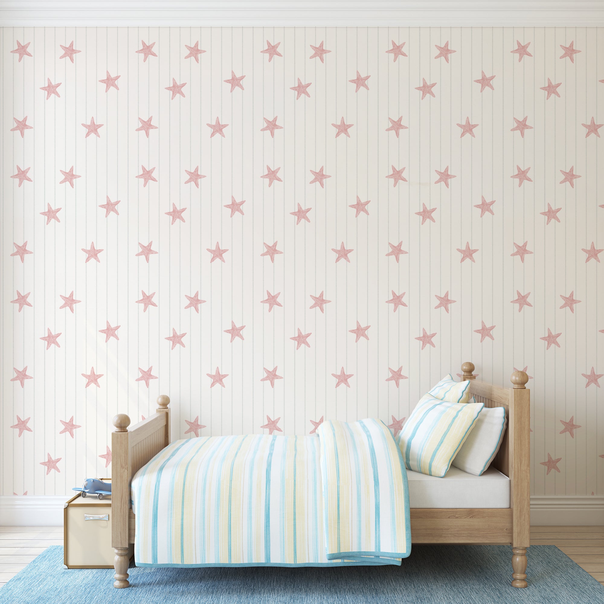 Wall Mural - Pinstripe Starfish - Traditional Wallpaper (Paste-the-wall) - Made to Measure