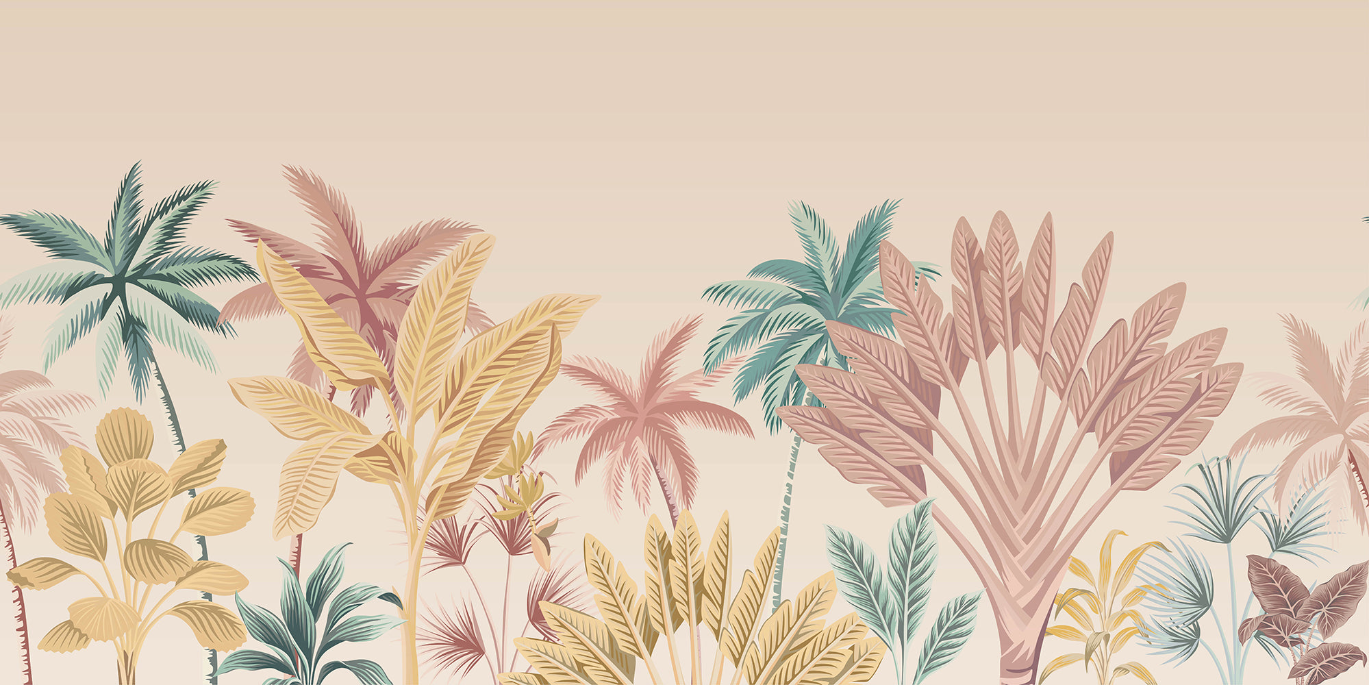 Concure Temida - Mural de papel pintado de árboles tropicales de colores
