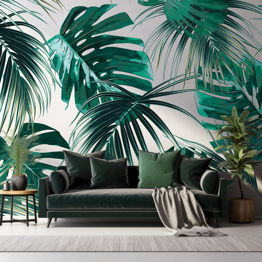 Copacabana In Living Room With Dark Black Green Sofa And Plants