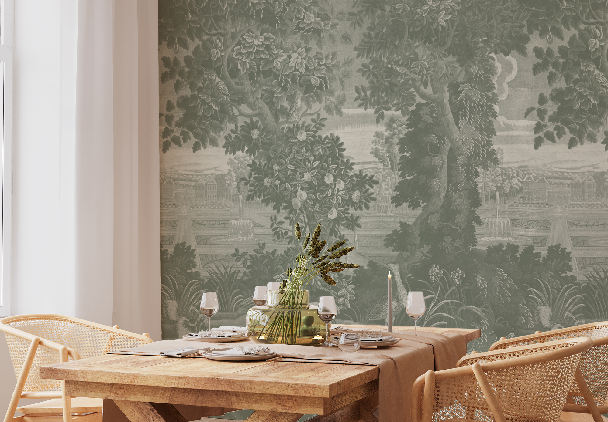 Wall Mural - Green Jungle - Traditional Wallpaper (Paste-the-wall) - Made to Measure