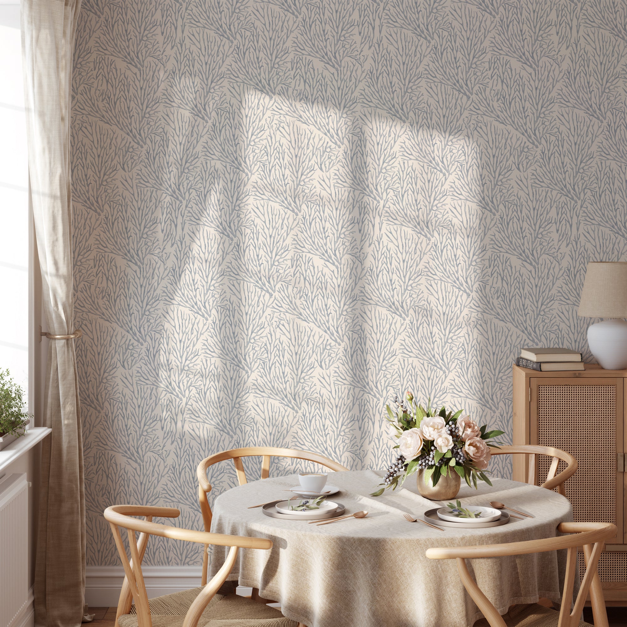 Wall Mural - Ocean Blue Coral - Traditional Wallpaper (Paste-the-wall) - Made to Measure