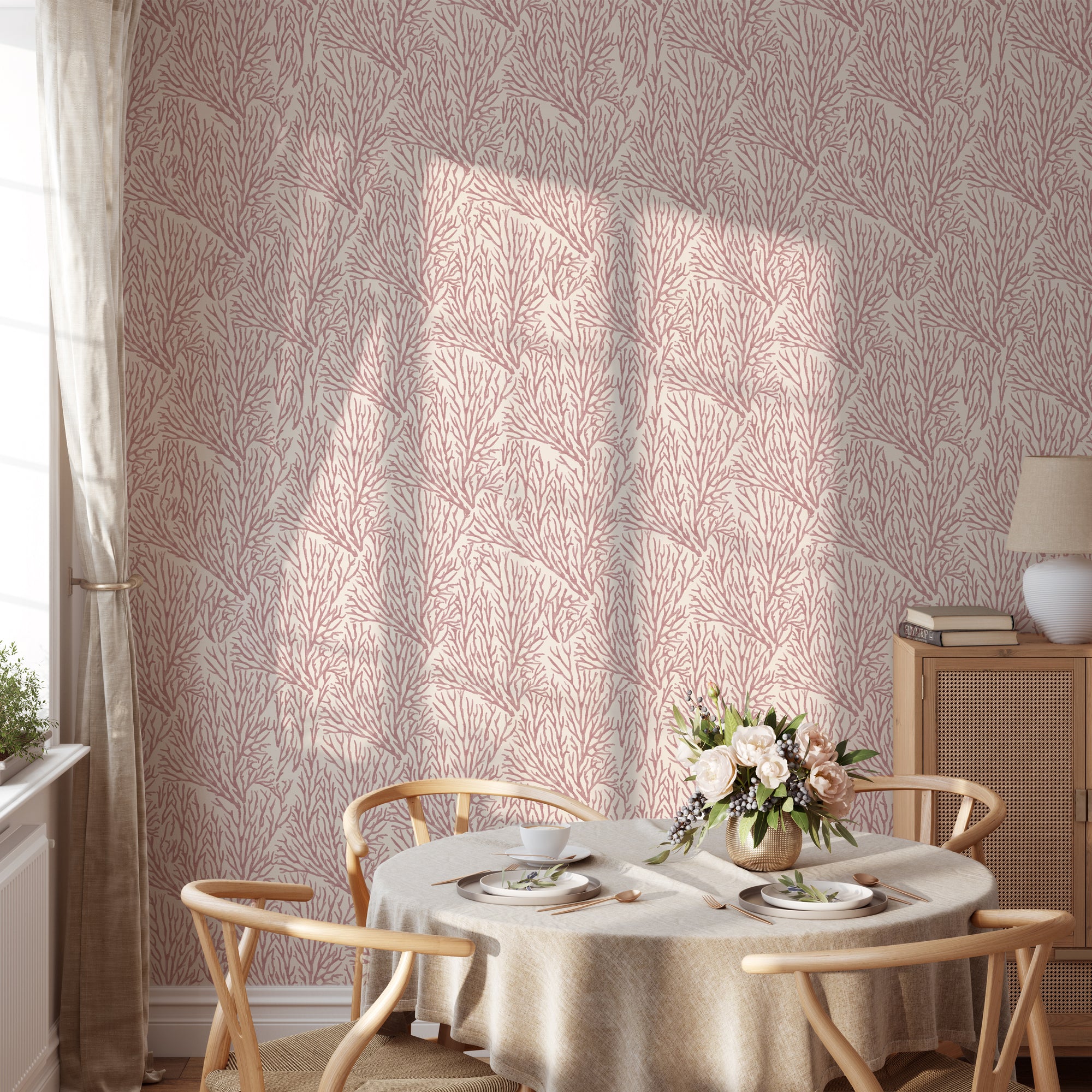 Wall Mural - Mauve Coral - Traditional Wallpaper (Paste-the-wall) - Made to Measure