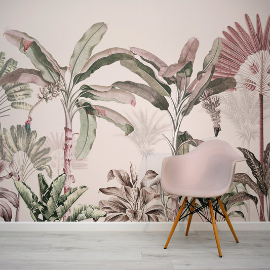 Dominica Pink Wallpaper In Room With Pink Chair