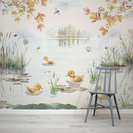 Puddles Spring Wallpaper With Grey Chair
