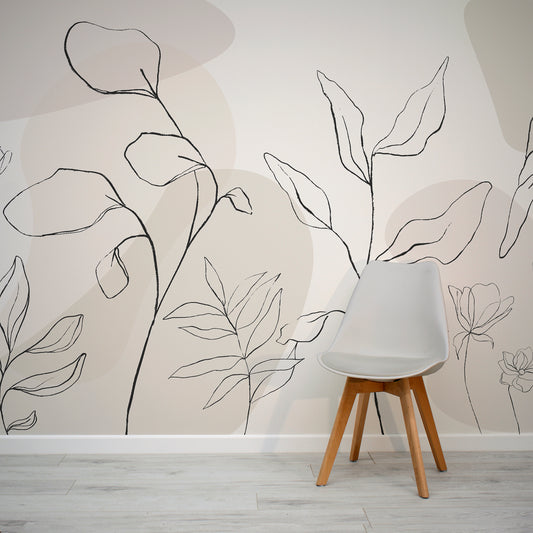 Dusty Botany Wallpaper In Room With Grey Chair